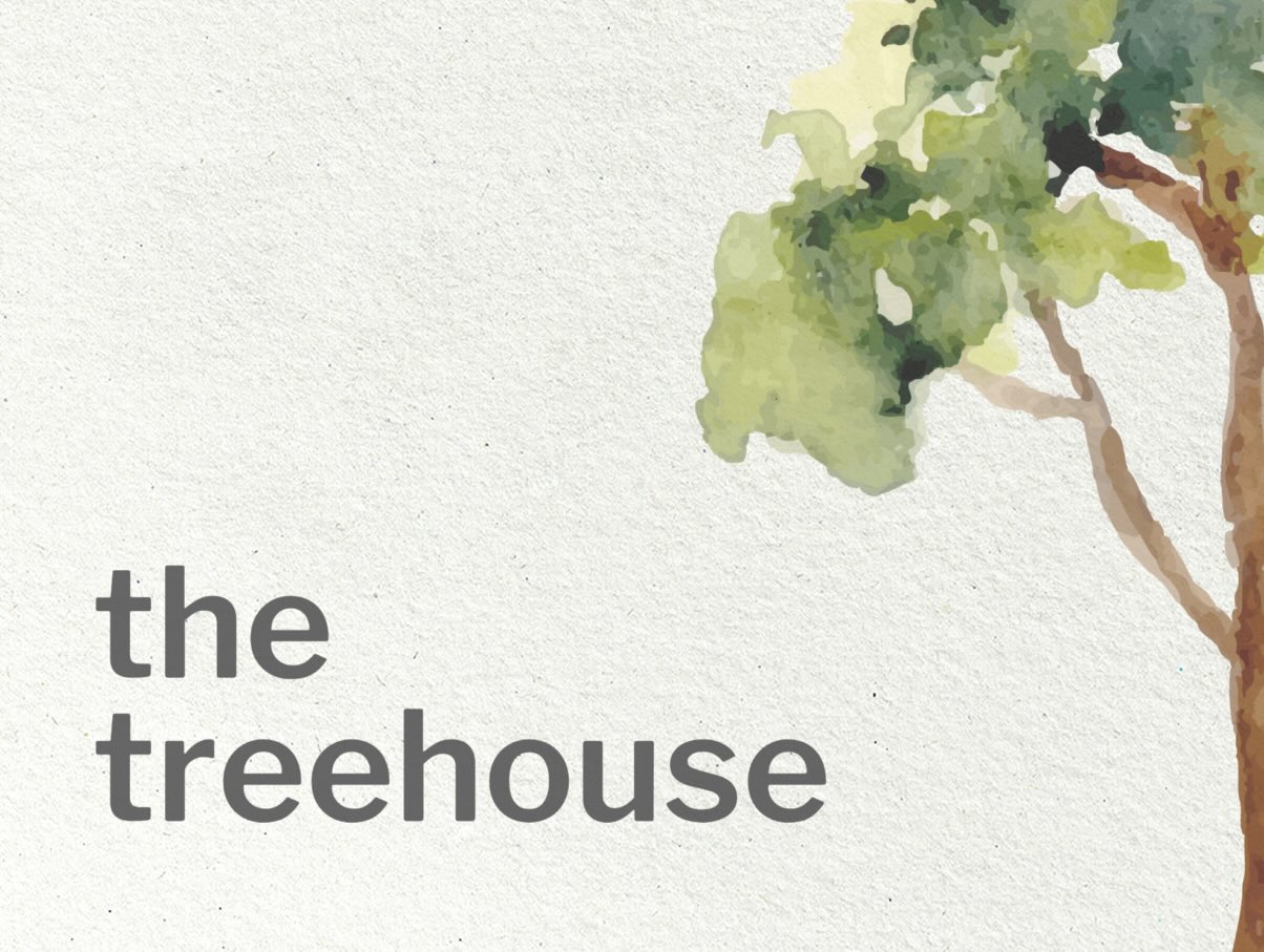 Illustration of a tree with the text 'the treehouse' in a simple, modern font.